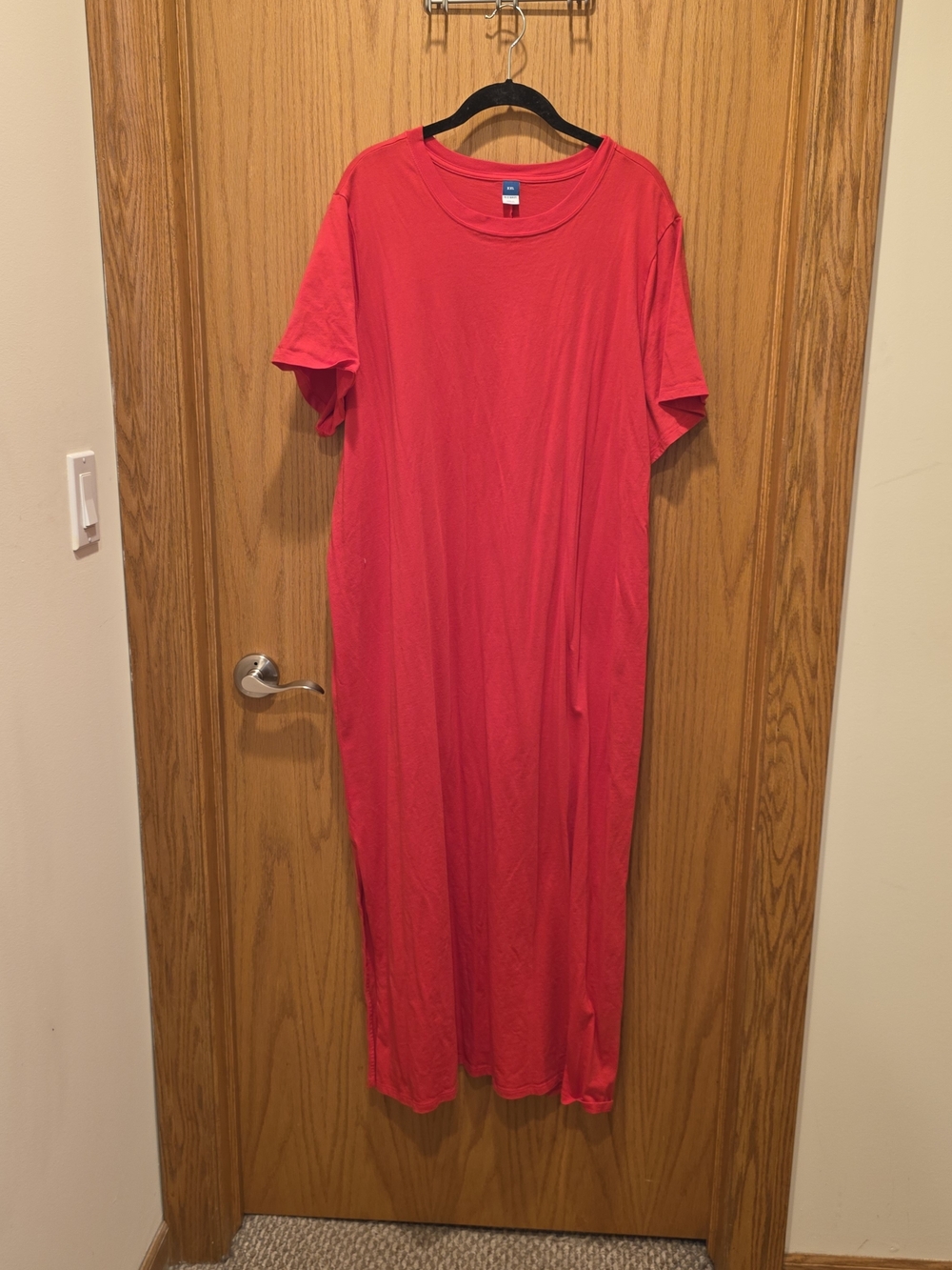 Old Navy Red Short-Sleeve T-Shirt Maxi Dress